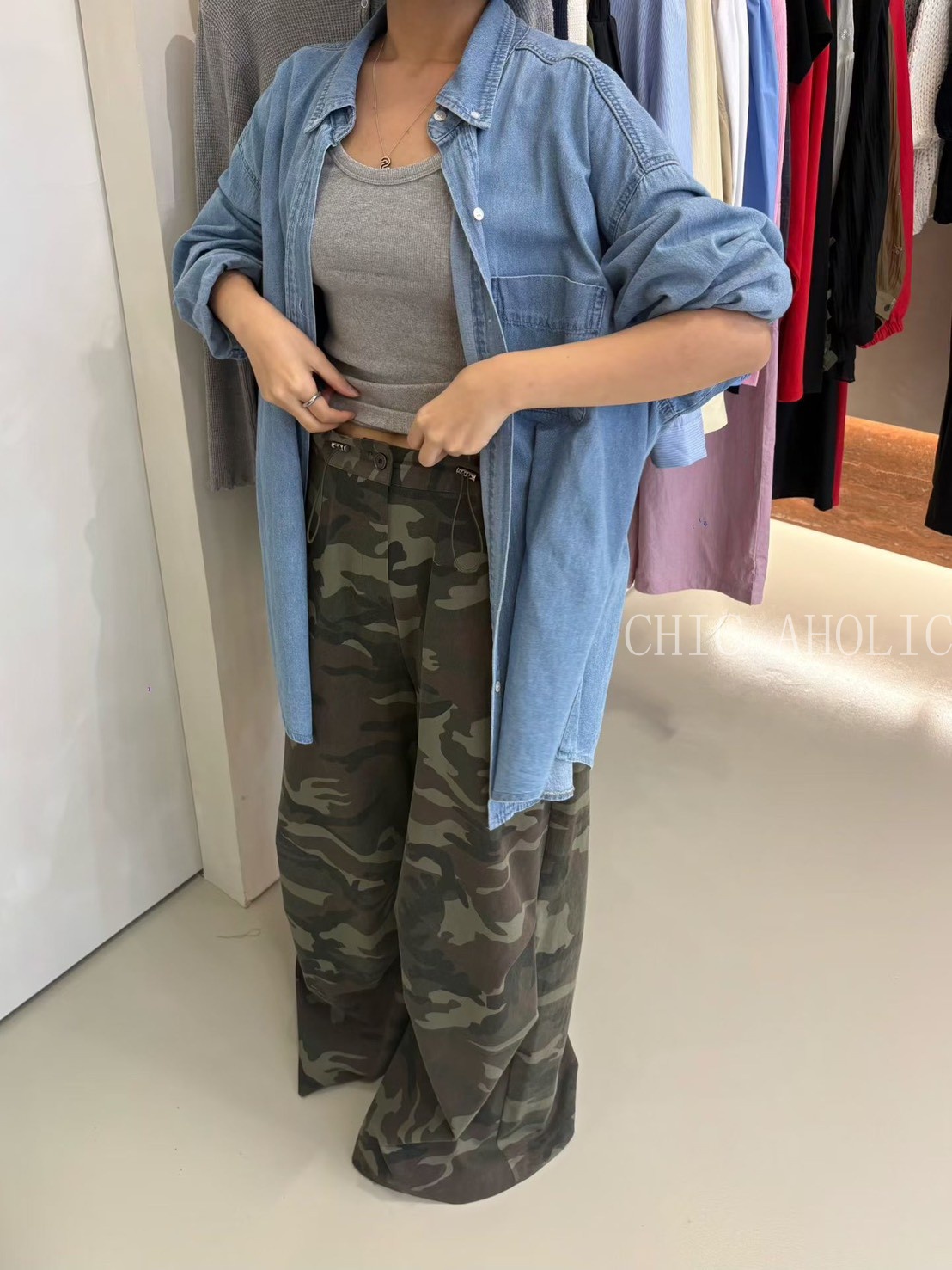 俐落縮腰迷彩褲