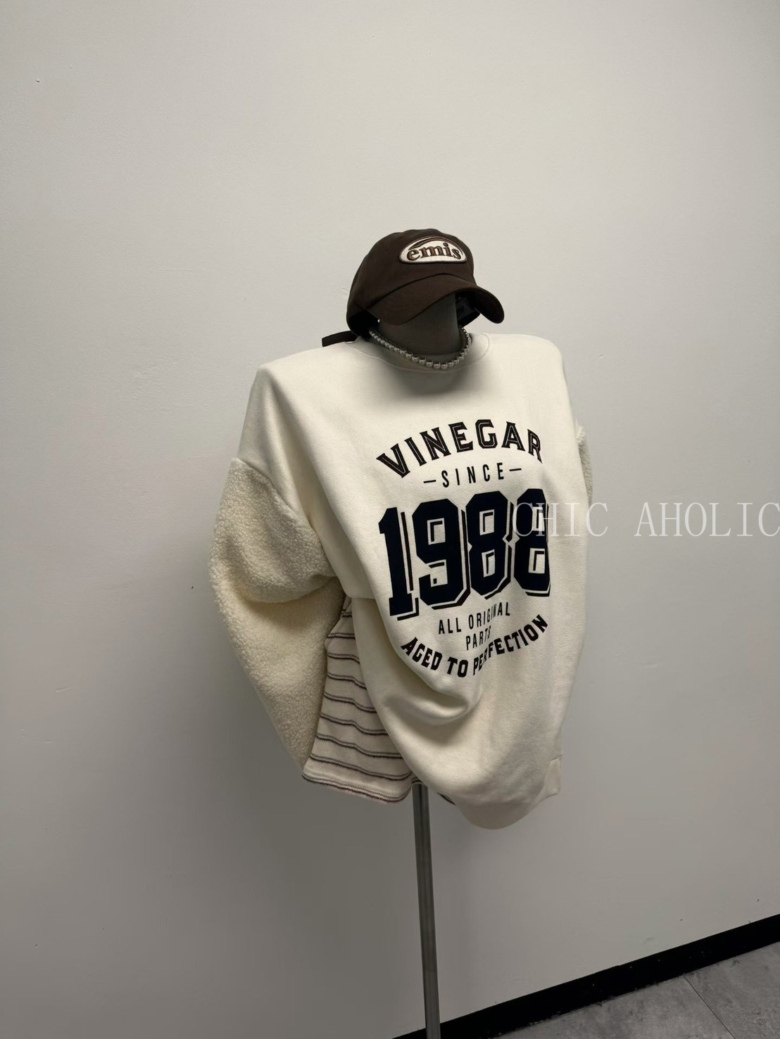 1988手袖拼羔羊毛大學T