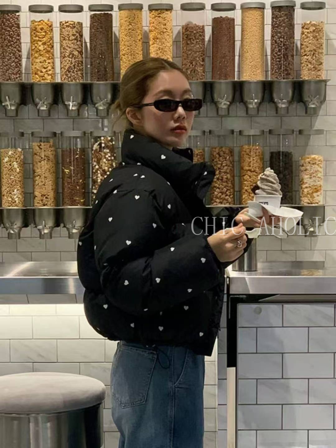 滿版愛心羽絨外套