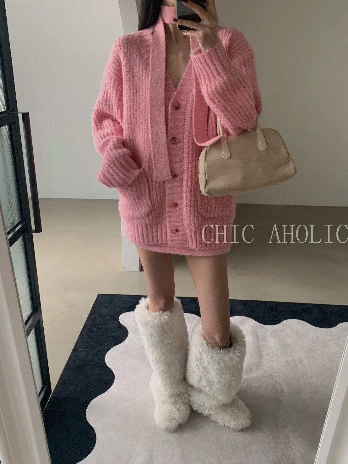 高級V領針織外套3件組SET