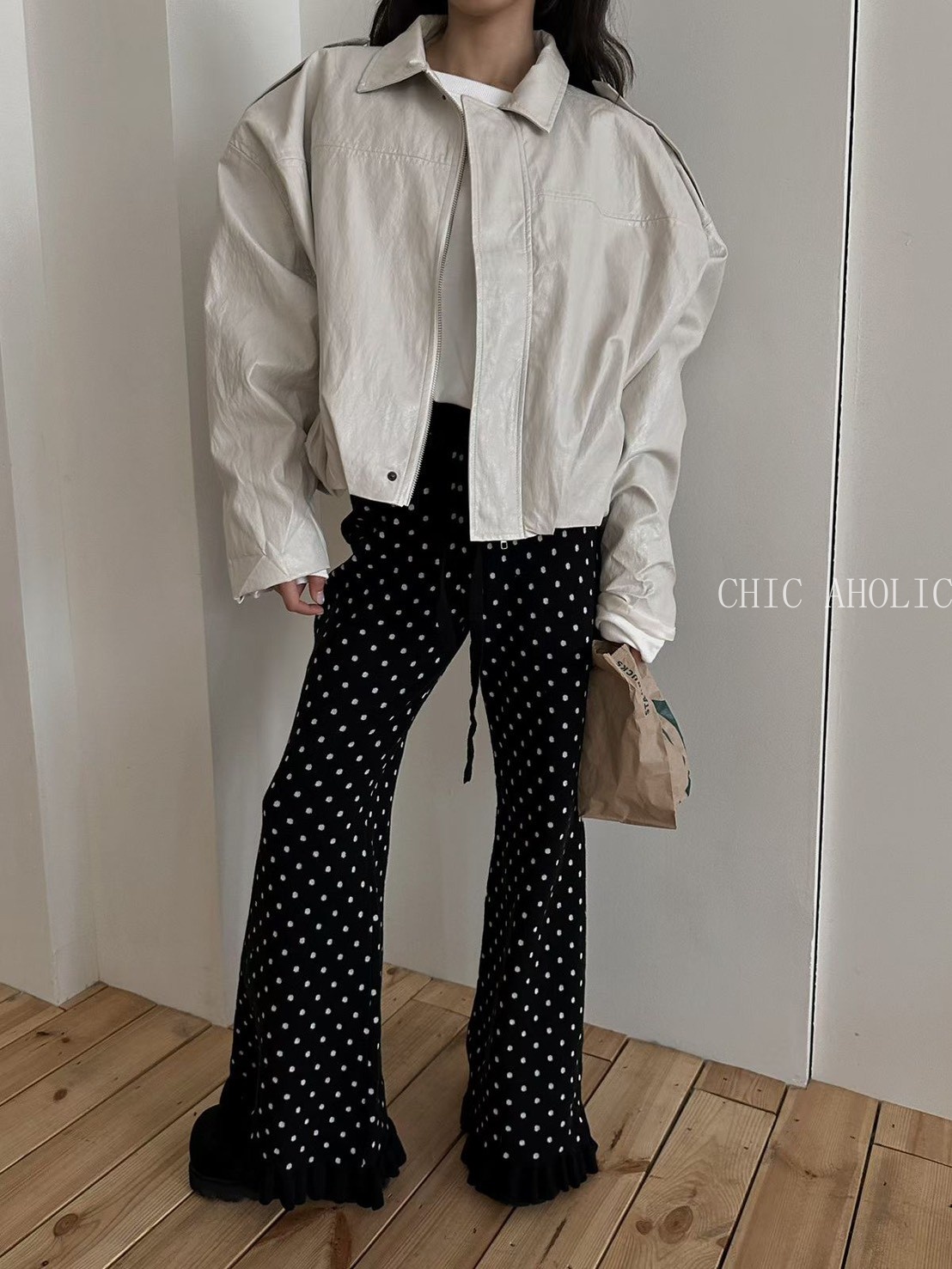 波點荷葉喇叭長褲