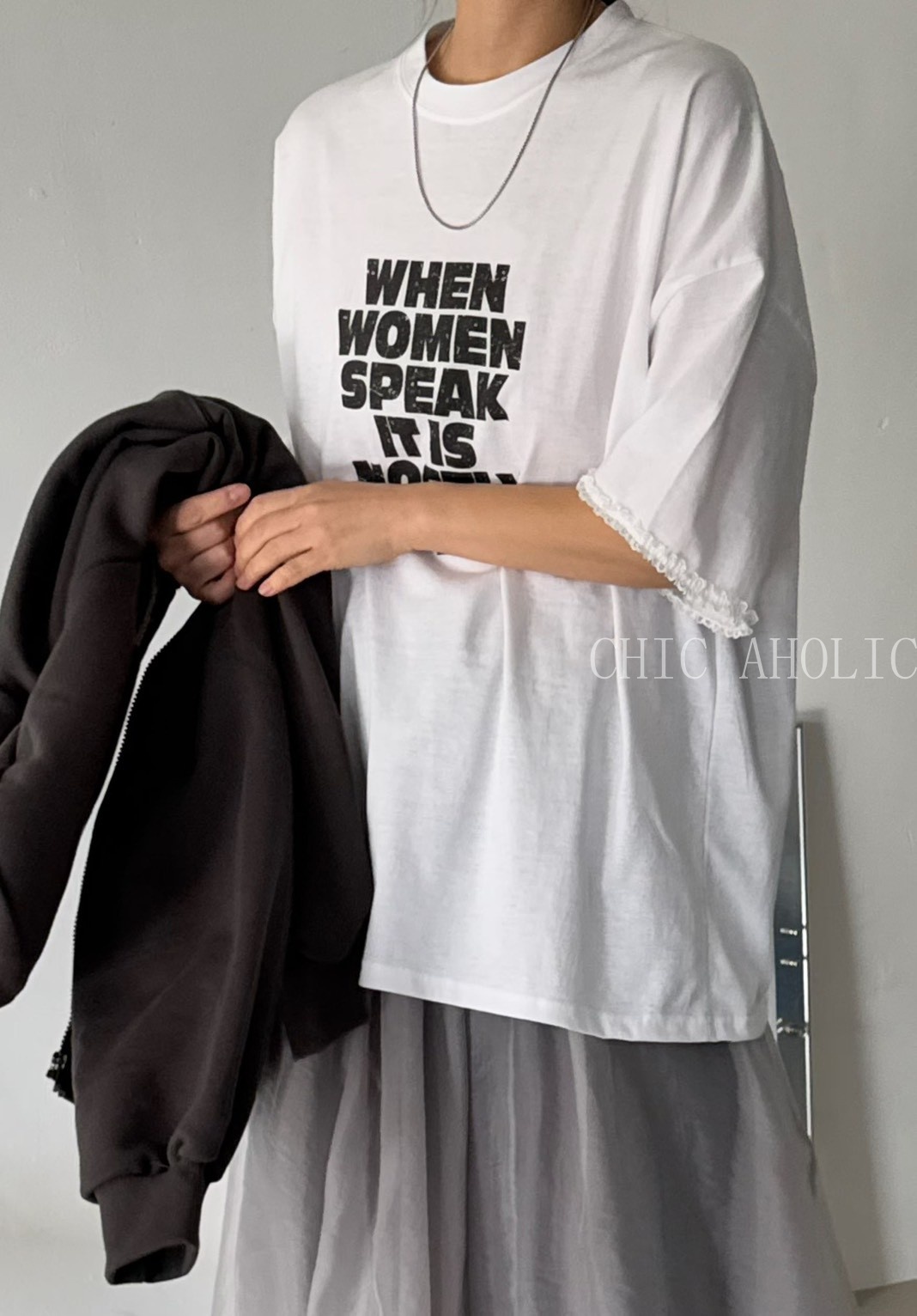 大teeWHEN蕾絲袖上衣