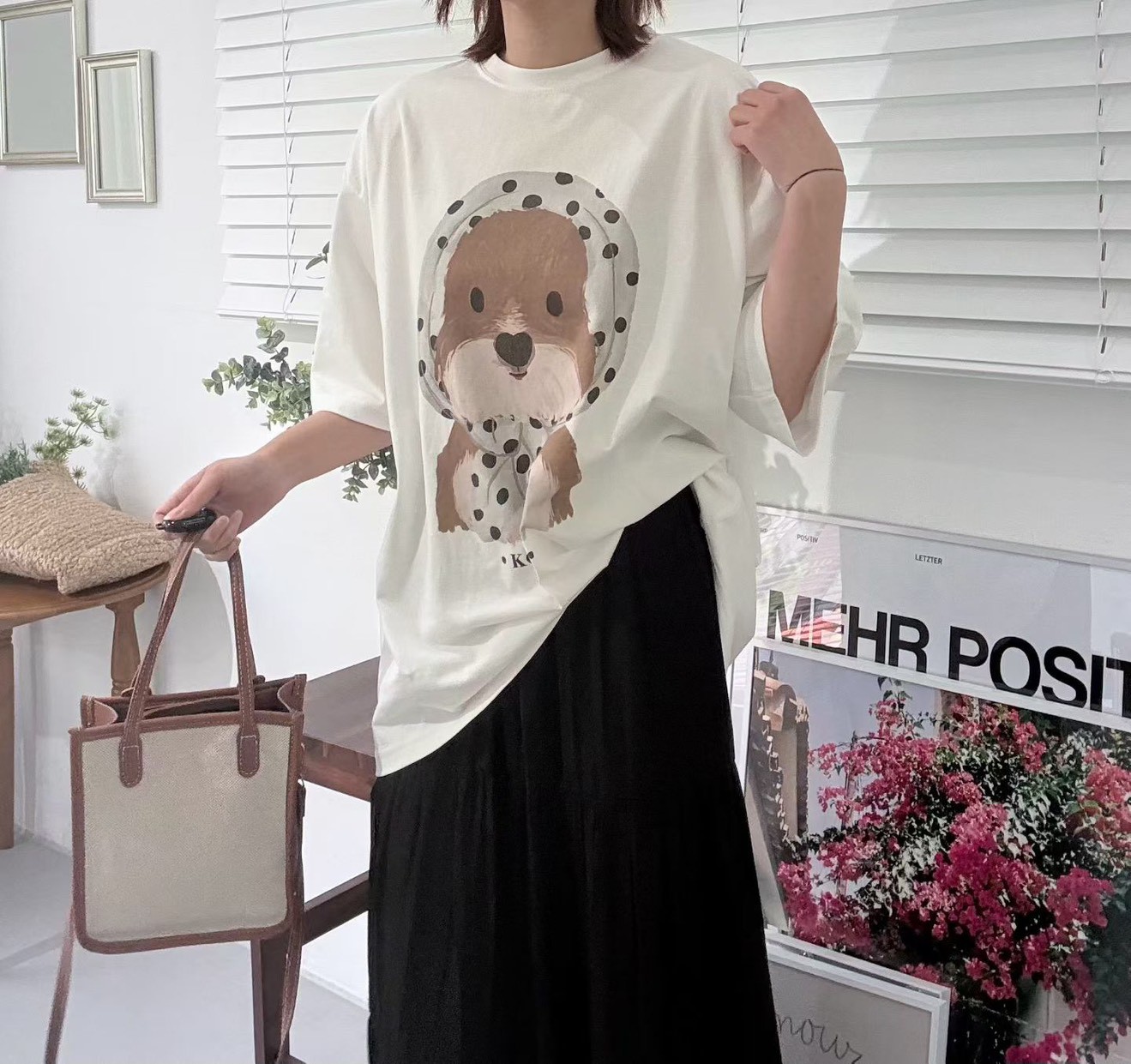 波點絲巾狗狗短袖TEE