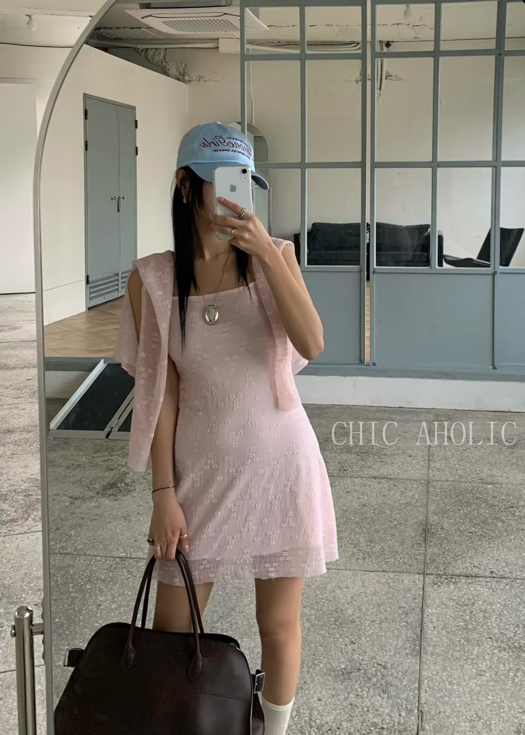 透紗小花細肩短洋+外套SET