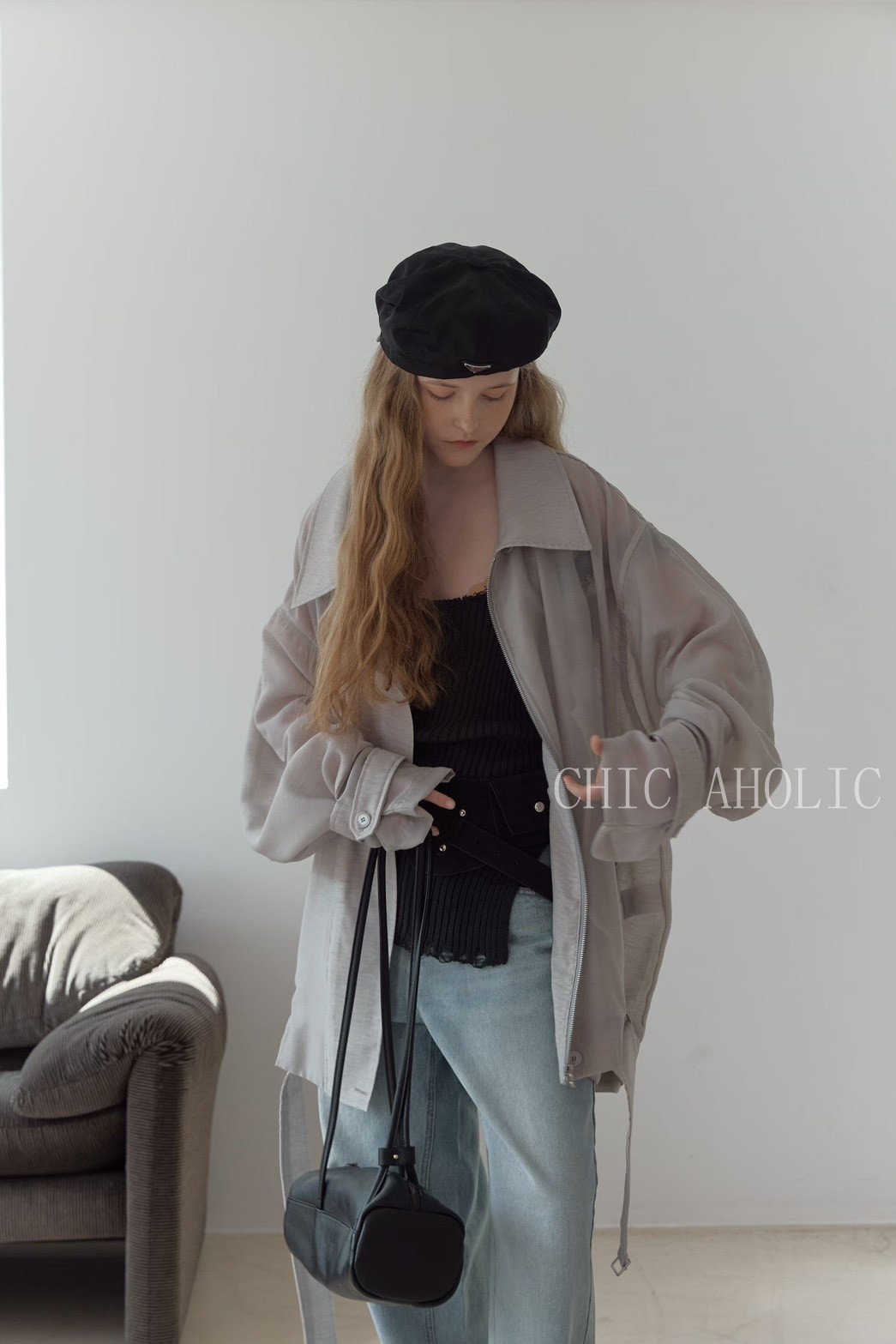 博主感透肌長夾克外套