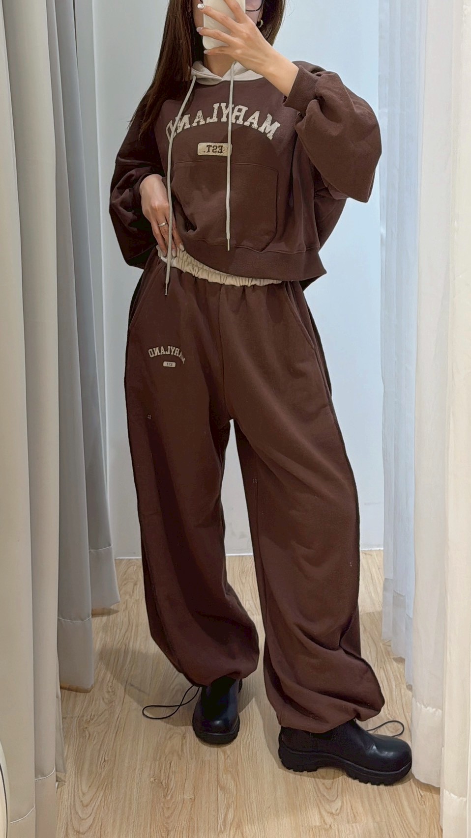 NOV40撞色灰褲頭棉褲 