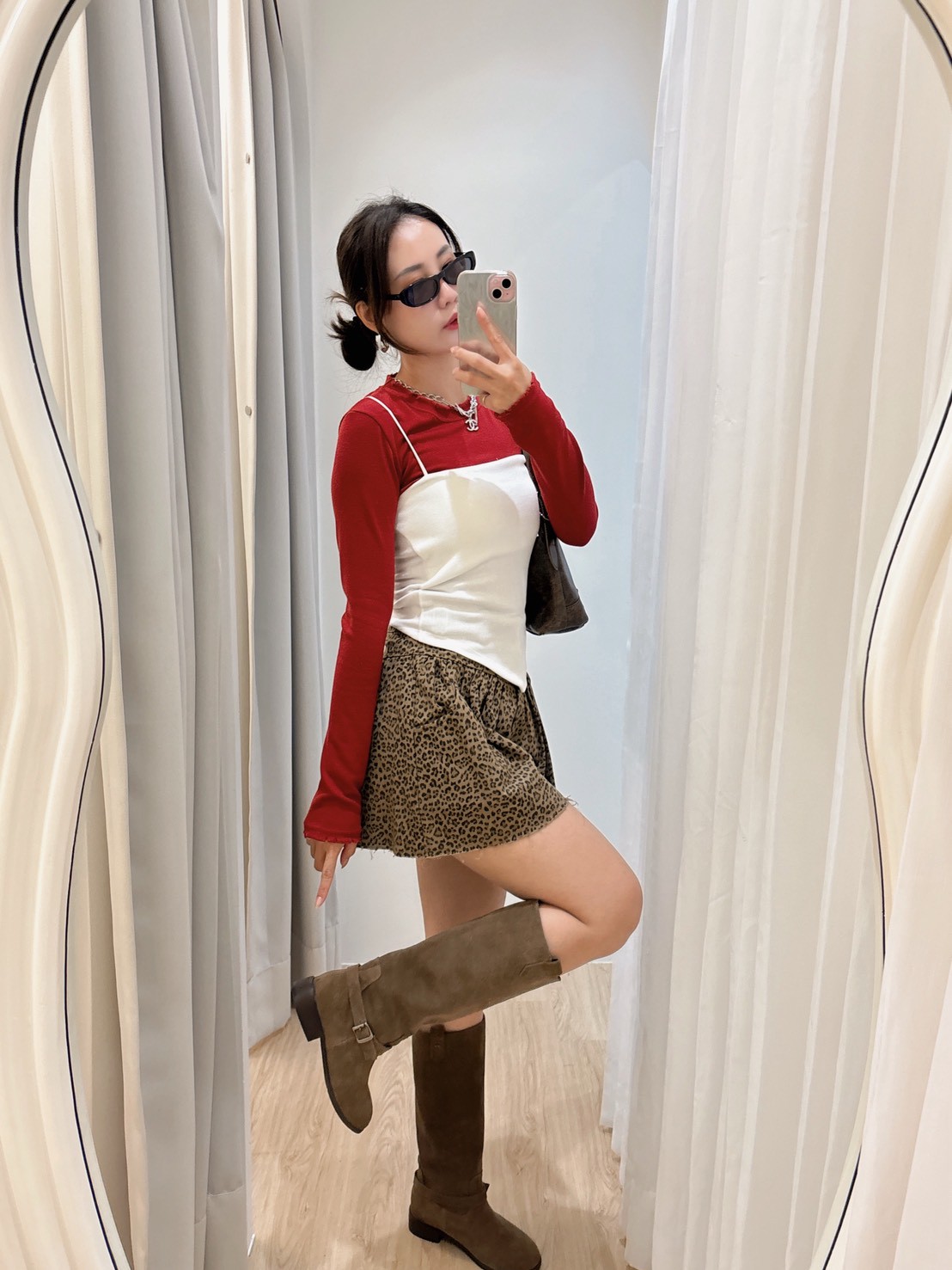 NOV18打摺豹紋褲裙