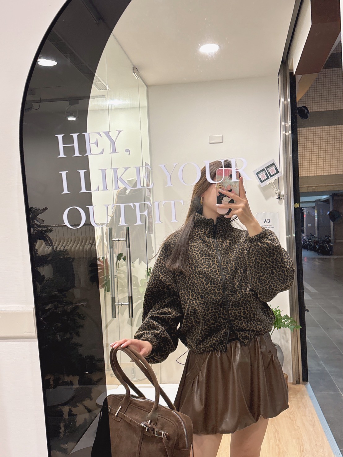 DEC34豹紋束繩毛外套