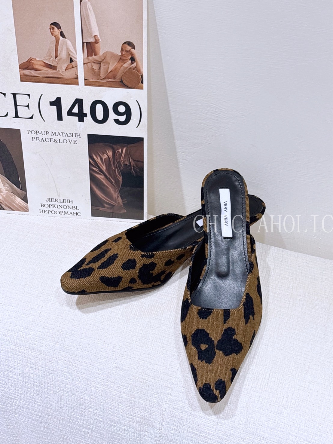 豹紋5CM尖頭拖鞋