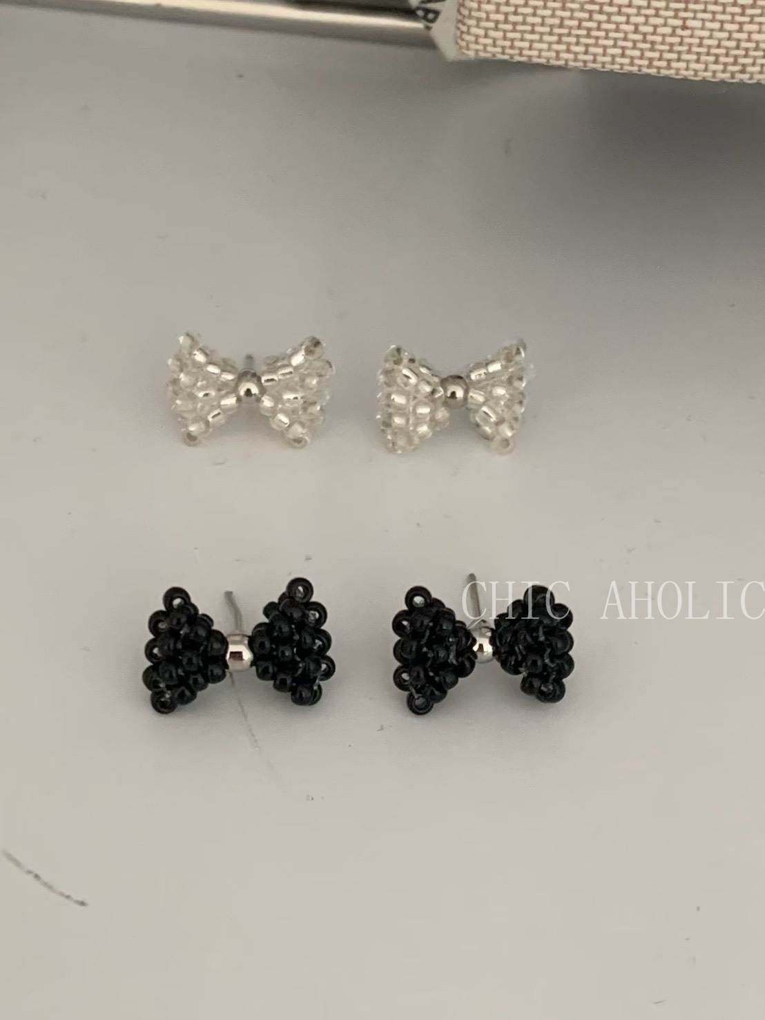 NIN57小珠珠蝴蝶結耳環
